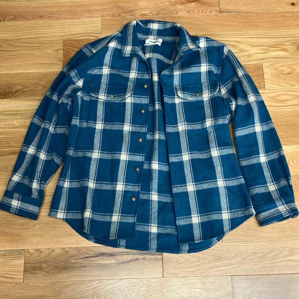 Madewell Blue and White Plaid Casual Button Down Shirt